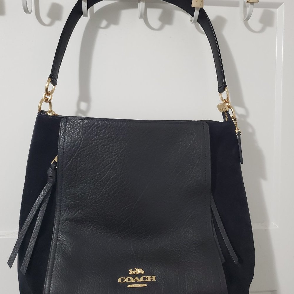 Coach Marlon F79995 Black Buffalo Leather with Suede